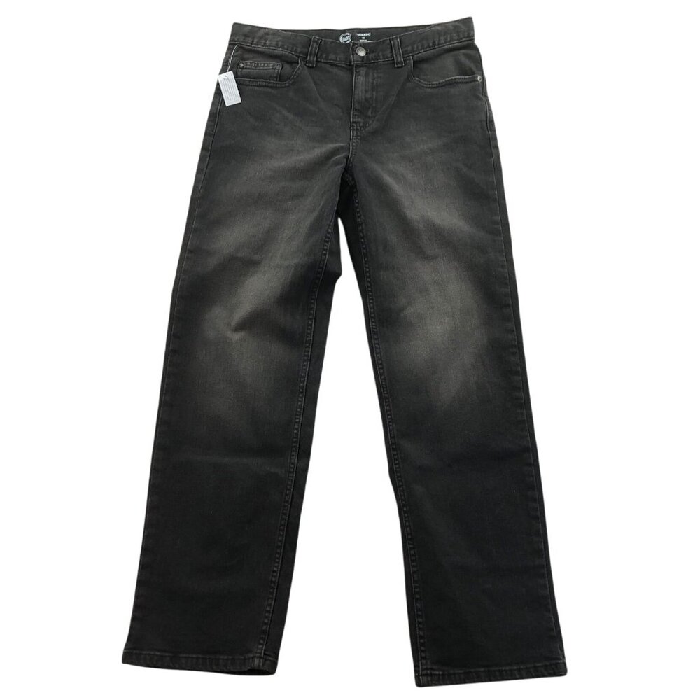 NWT Wonder Nation Womens Jeans Sz 16 Black Denim Relaxed Fit Straight Leg Casual